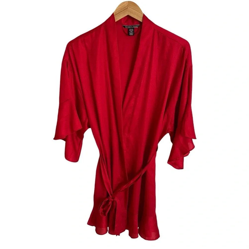 Victoria’s Secret XS/S Red Lightweight Ruffle Sleeve Robe Christmas Holiday